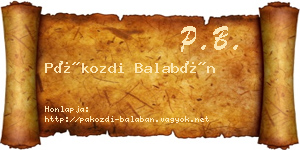 Pákozdi Balabán névjegykártya